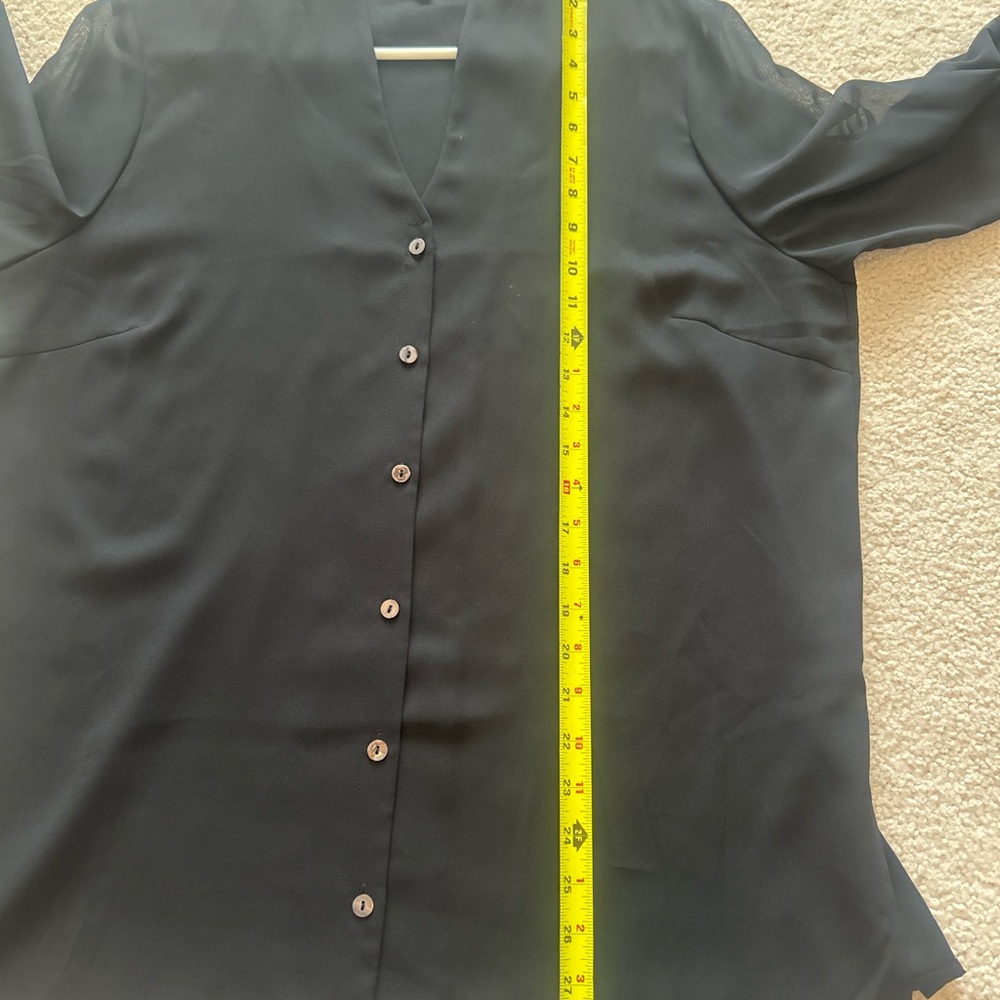 Misook Black Button Down Blouse Size Medium With … - image 4